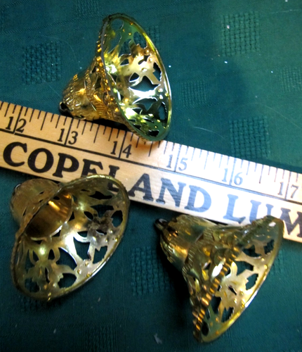 10 Vtg 1950's Bradford Plastic Filigree Bell Xmas Ornaments 3 sizes 3.5, 2.5, 2" - Picture 10 of 21