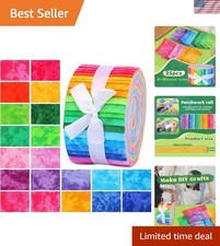 25 Pcs Jelly Roll Fabric in Vibrant Rainbow Colors for Quilting Crafting