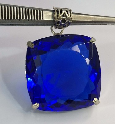 Blautopas Lab Created 128,25 ct Anhänger Kissenschliff loser Edelstein SP1217