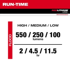 550 Lumens LED REDLITHIUM USB Pivoting Flood Light & 600 Lumens LED USB Low-P...