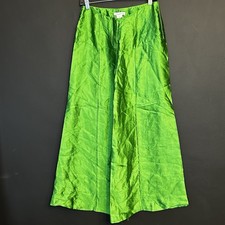 Oscar de La Renta 100% Silk Green Trousers Pants Wide Leg Women’s NWOT