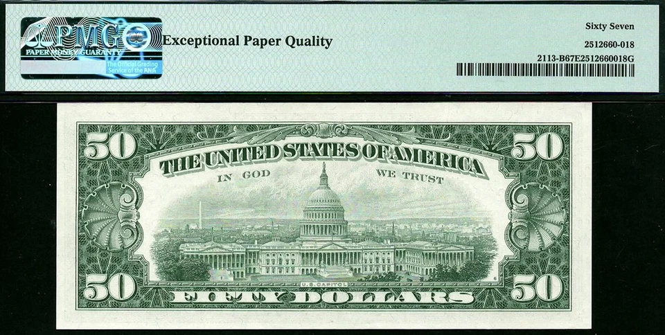 1963A $50 New York Federal Reserve Note FRN • Fr.2113-B • PMG 67 EPQ ((TOP POP)) - Image 3 of 3