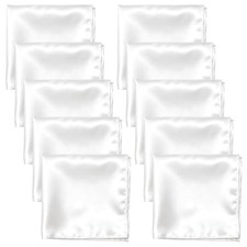 Pocket Squares for Men, 10 Packs Soild Color Silk Handkerchief Reusable White
