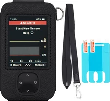 Dexcom G7 Receiver Leather Case with Lanyard and 2PCS Screen Protector Back 