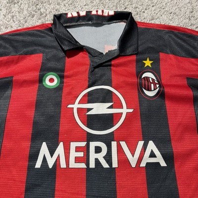 AC MILAN Meriva 90s FAN FOOTBALL SHIRT SOCCER JERSEY Large Fit Y2k