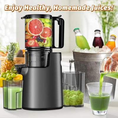 Cold Press Juicer, Masticating Juicer with 5.4'' Wide Feed Chute, 350W Slow Ju...