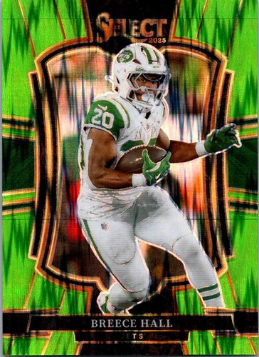 2025 Panini Select #175 Breece Hall Neon Green Prizm Shock #/699