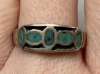 Vintage Navajo Sterling Silver Turquoise Inlay Ring Size 8.25 Shadow Box