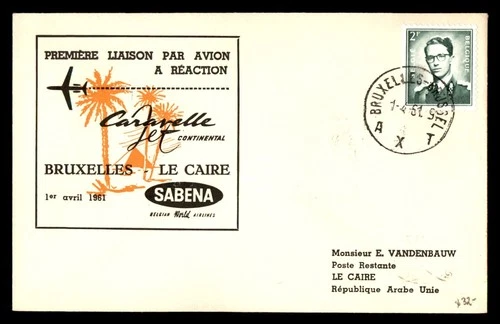 Mayfairstamps Belgium Flight 1961 Bruxelles Caravelle Jet Cover aaw_75835