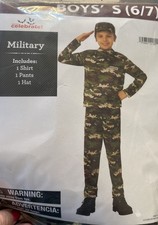 Boys Military Dress Up Set: Shirt, Pants, Hat Size 6/7 New
