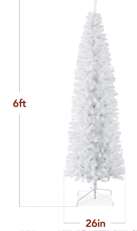 NIB Beautiful 6 Foot White Pencil Christmas Tree!! - Image 3 of 4