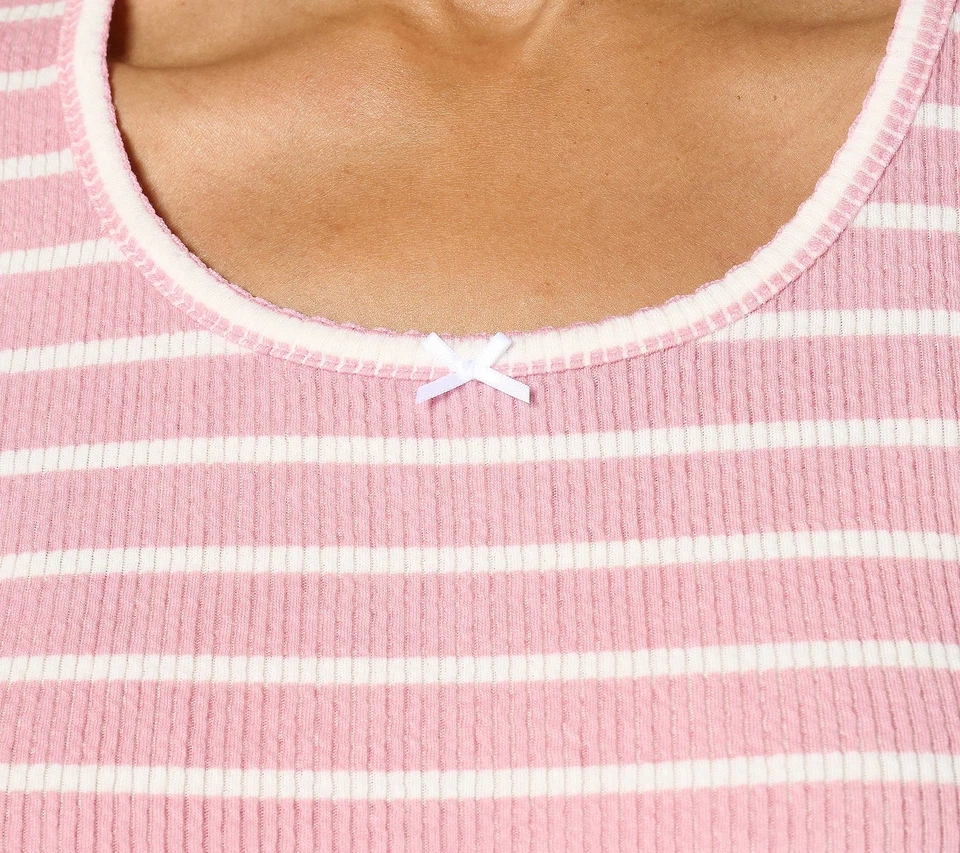 Cuddl Duds Мягкие Ребра Вязаная Пижама Комплект Лиловая Полоса XL Б/у - Изображение 4 из 4