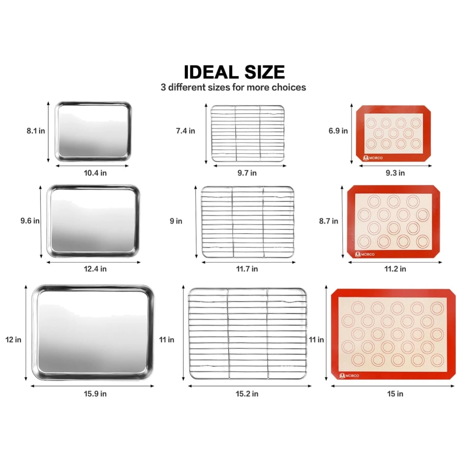 Stainless Steel Baking Set with Cooling Rack and Mat