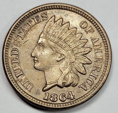 1864 1c Indian Head Cent Civil War Era AU+ Copper Nickel Scarce Type *M282