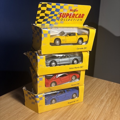 Maisto Supercar collection 1:38 Job Lot 4 DB7 Ferrari F40 Bugatti EB110 Corvette - Picture 2 of 4