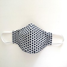 Handmade Adult Face Mask Navy Dots nose wire chin piece lined cotton