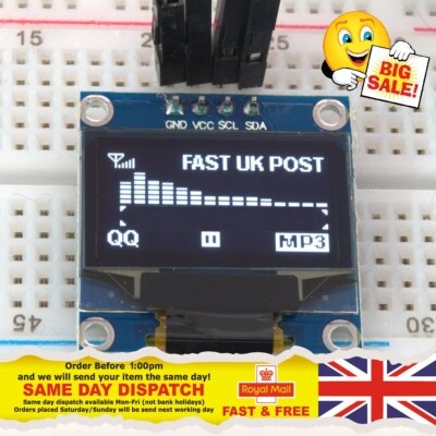 0,96'' 128x64 Weiß OLED LED Display Modul IIC I2C Raspberry Pi Arduino ESP8266