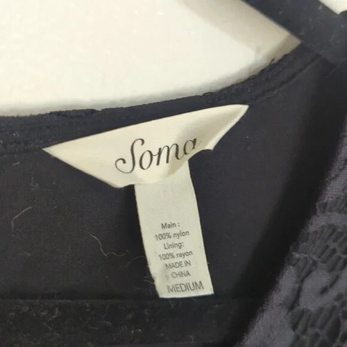 Soma schwarz Spitze Overlay Blumenmuster gefüttert ärmellos Tank Bluse Gr. Medium - Bild 3 von 5