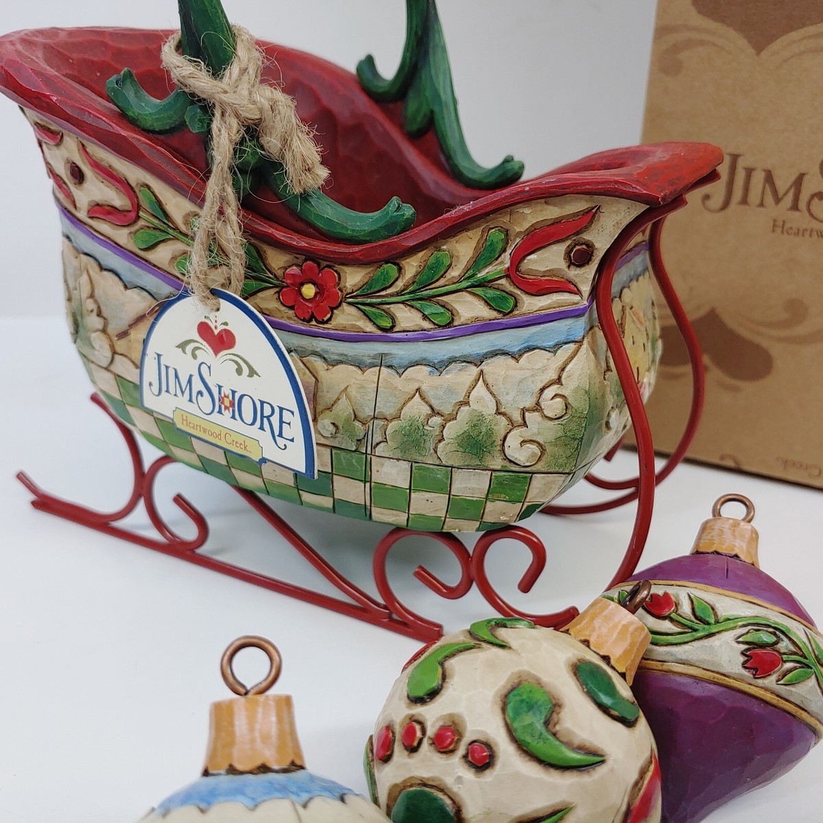 Heartwood Creek Jim Shore Sleigh Bells Ring Sleigh & 5 Hanging