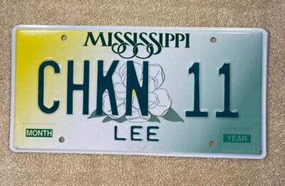CHKN 11 Vanity License Plate Mississippi Lee County Chicken 2 Too Two Eleven 