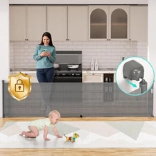 120" Extra Wide Retractable Baby Gate Pet Safety Barrier Indoor Outdoor One Hand