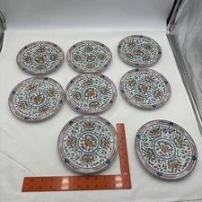 SET OF 8 GEORGES BRIARD IMARI BLOSSOMS COFFEE CUP SAUCERS Dessert Plate 7.5"