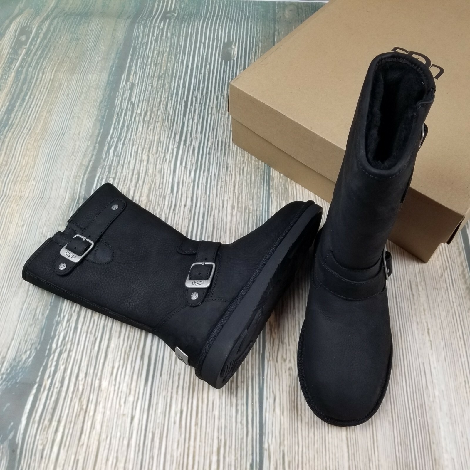 black leather ugg boots