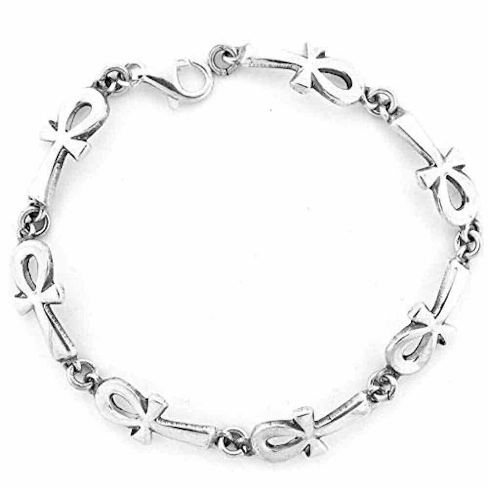 New KemetArt Egyptian Jewelry Silver Ankh Bracelet