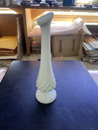 vintage fenton hobnail milk glass Vase 9” Estate Find