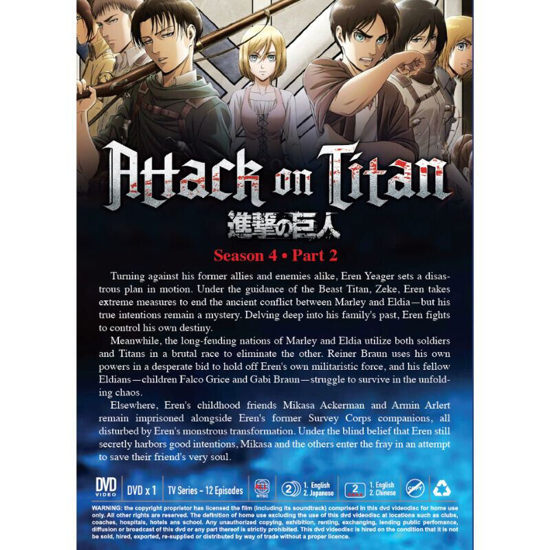 ATTACK ON TITAN Complete Season 1-4 + Special + 2 Movies English Dubbed  Anime