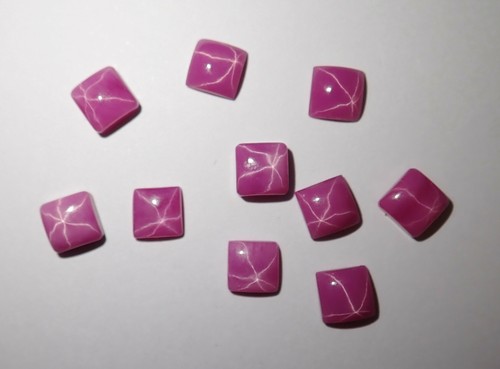 Opaque Star Ruby Square 5x5 mm Cabochon sharp cornered Lab-created 2 pcs Lot - Picture 9 of 12