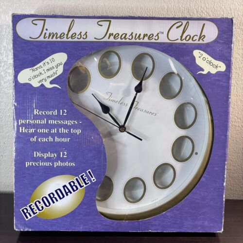 Timeless Treasures Clock Wall Mount 12 Photos w/ Recordable Message-New Open Box - Picture 2 of 11