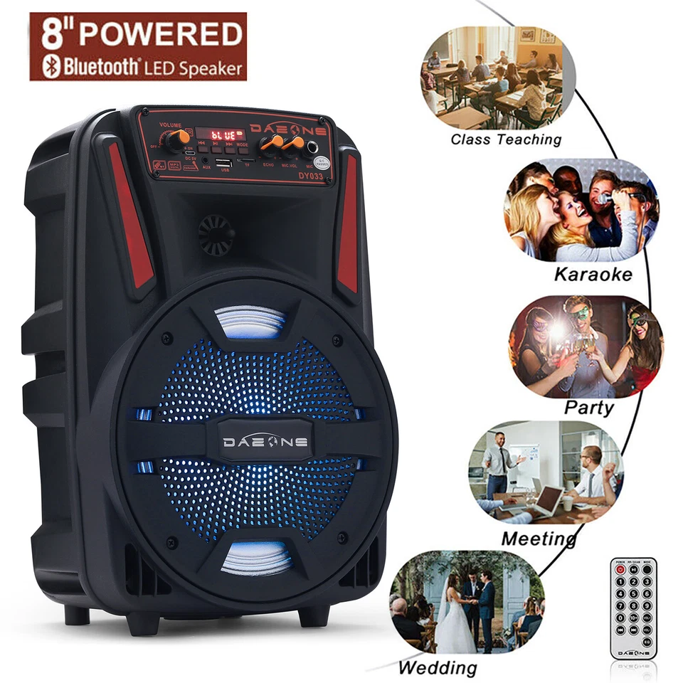 1000W Bluetooth Lautsprecher 8" Heavy Bass USB Wiederaufladbar Party Soundsystem + Mikrofon - Bild 4 von 4