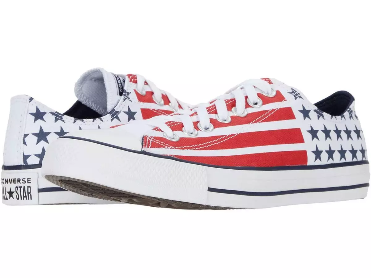 Del Sur solitario Persona con experiencia Converse Red White &amp; Blue Stars &amp; Stripes U.S. Flag Ox Low Shoes  Soles Men&#039;s NEW | eBay