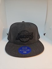 Los Angeles Lakers Official NBA Hat All Black Snap Back Ultra Game Cap OSFM