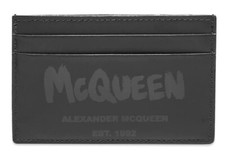 ALEXANDER McQUEEN 'Tonal Graffiti Logo' Men's Leather Card Holder Wallet  NIB 