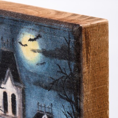 Primitives by Kathy Halloween Box Sign - In This House We Will Rock October - 10 x 10 Inches