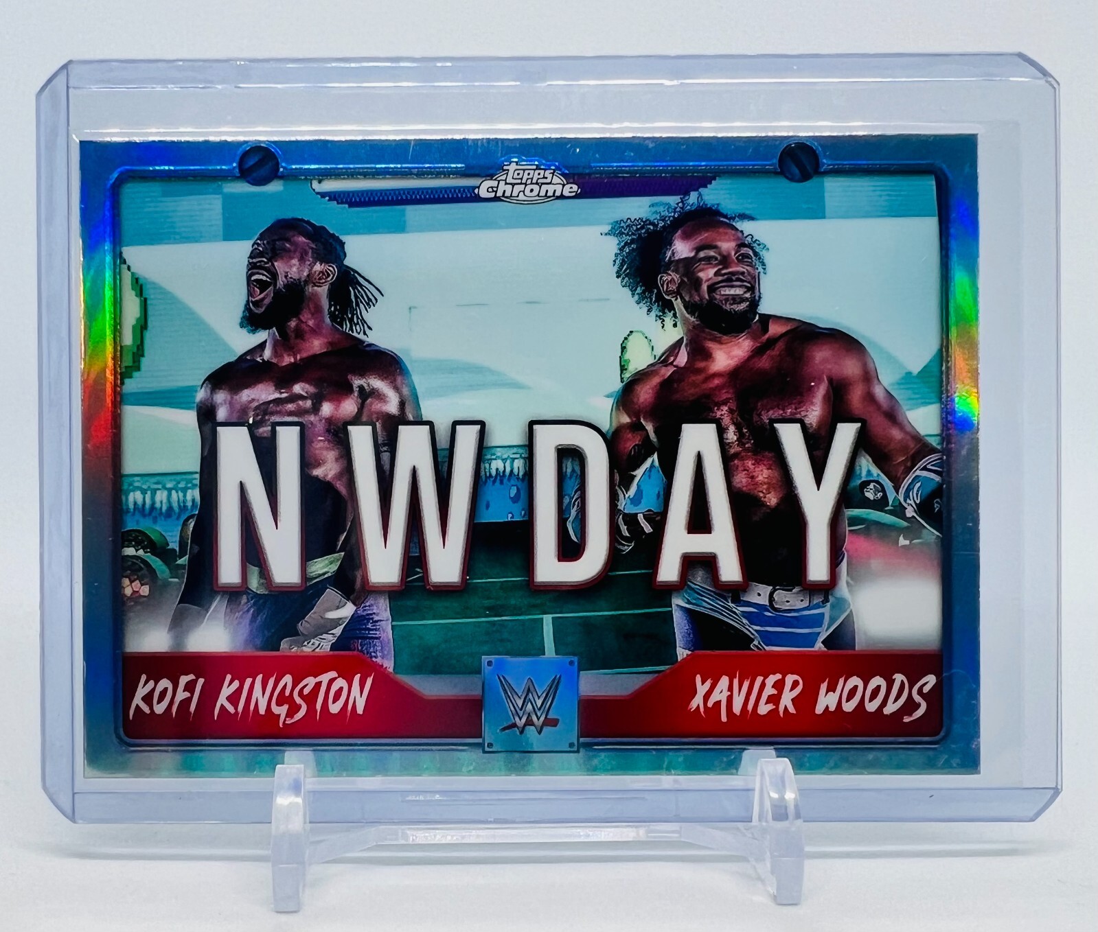 2025 Topps Chrome WWE NWDAY Tag Team Kofi Kingston and Xavier Woods Refractor