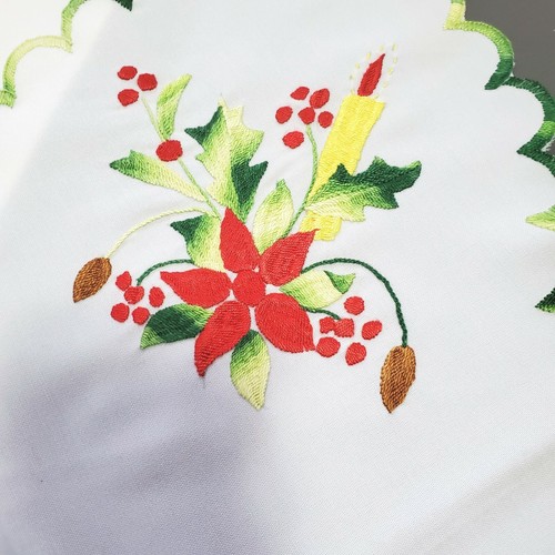 Embroidered 2 Doilies With Candles Great For The Holidays - Picture 2 of 11