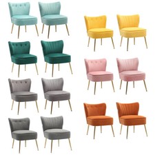 Oyster Button Upholstered Velvet Armchair Chair Dining Living Room Seat Fireside