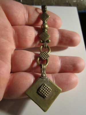 VINTAGE ARTISAN MADE PENDANT 4'' LONG GEOMETRIC HAND MADE METAL CRAFTED -  GW-22A