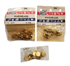 Parmount Nailheads N-60 Spot 1 cm Gold Tone Long Prong 2 NEW Vintage Packs of 24