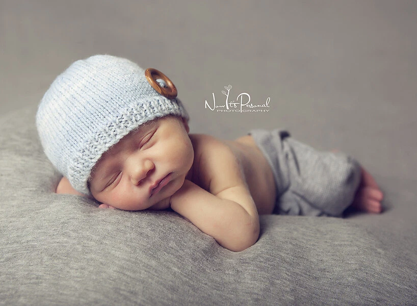 Sombrero de bebé tejido a mano gorro foto utilería niño marfil recién nacido-12M premium neutro Foto 3 de 4