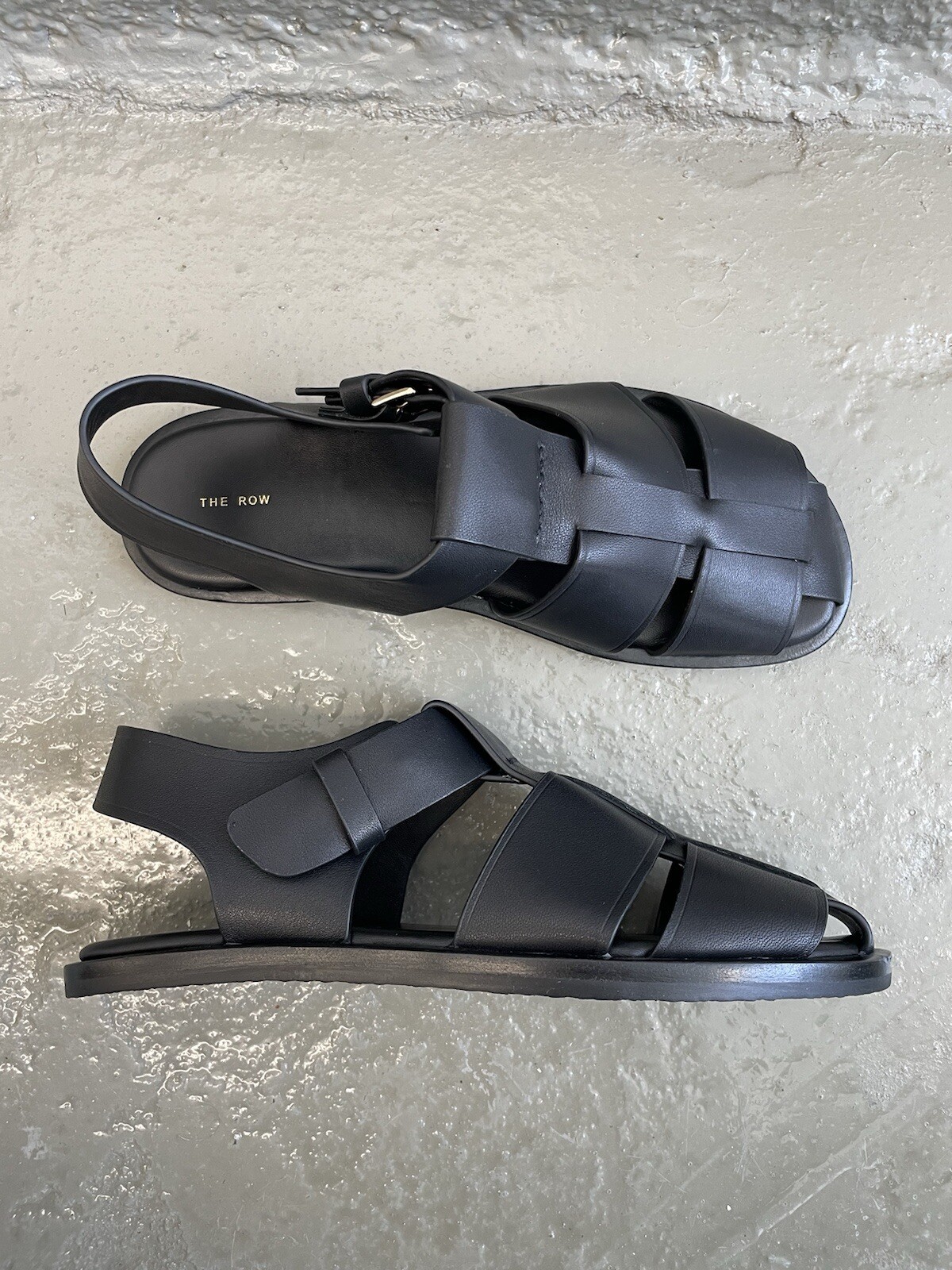 FILA Autentici sandali THE ROW WMNS pescatore romano in pelle nera taglia 35EU 4 5 5US