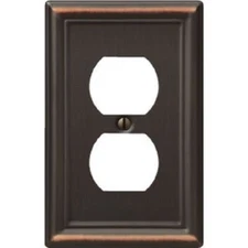 (24)-Amerelle Chelsea 1-Gang Stamped Steel Outlet Wall Plate, Aged Bronze 149DDB