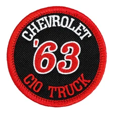 1963 Chevrolet C10 Truck Embroidered Patch Black/Red Iron-On Sew-On Hat Backpack
