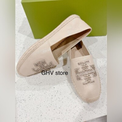 Tory Burch Women's Embellished Espadrille Suede Leather Shoe