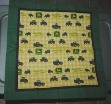 John Deere 21" x 21" bandana, green border, unused