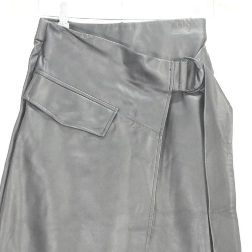 ZARA Wrap Skirt Vegan Leather Black Asymmetric Knee Length Casual Party Size S - Picture 3 of 19