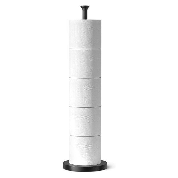 Toilettenpapierhalter Freistehend Edelstahl Schwarz, Schlank, 4 Rollen-image